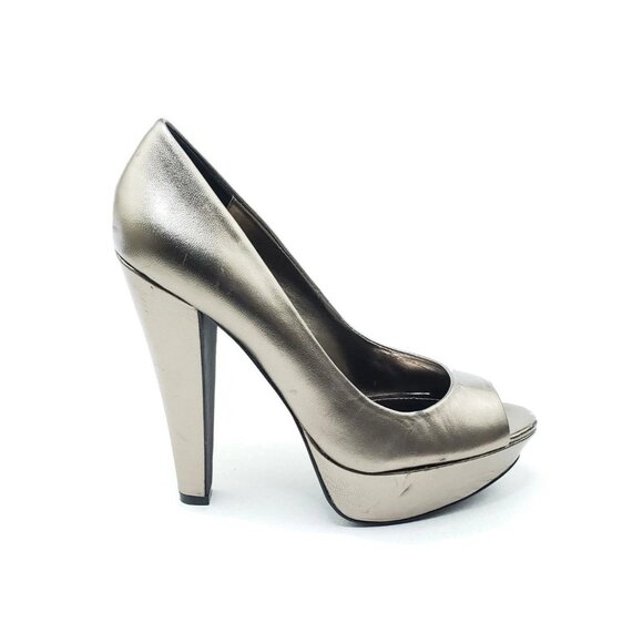 ALDO Womens Platform Peep Toe Heels Metallic Bronze Leather EUR 37/US 6.5-7 - Picture 10 of 10